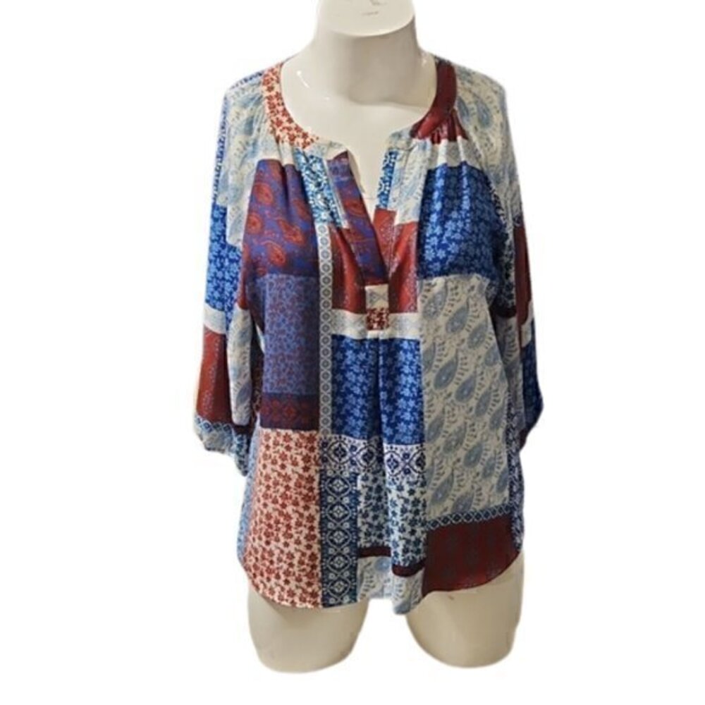 [Zac & Rachel] V-neck Patch Blouse - Size L